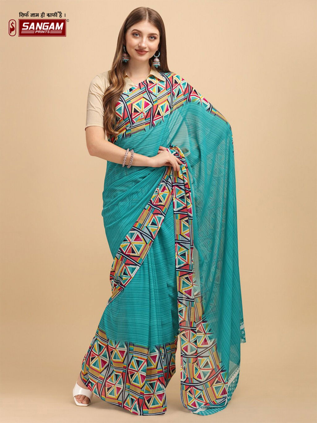 Sangam Lashkara Fancy Wear Reniyal Georgette Printed Designer Saree Collection